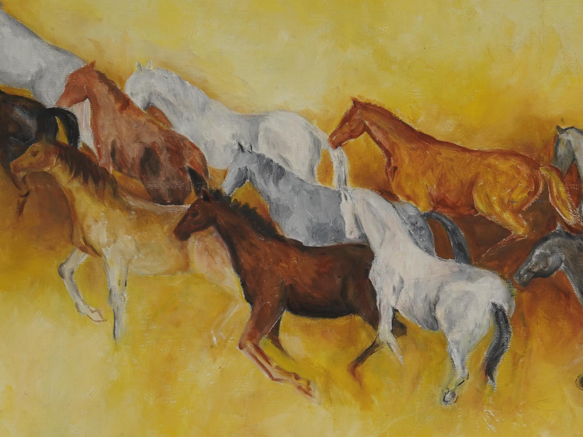 EXPRESSIONIST HORSE OIL PAINTING SIGNED BY ARTIST PIC-2